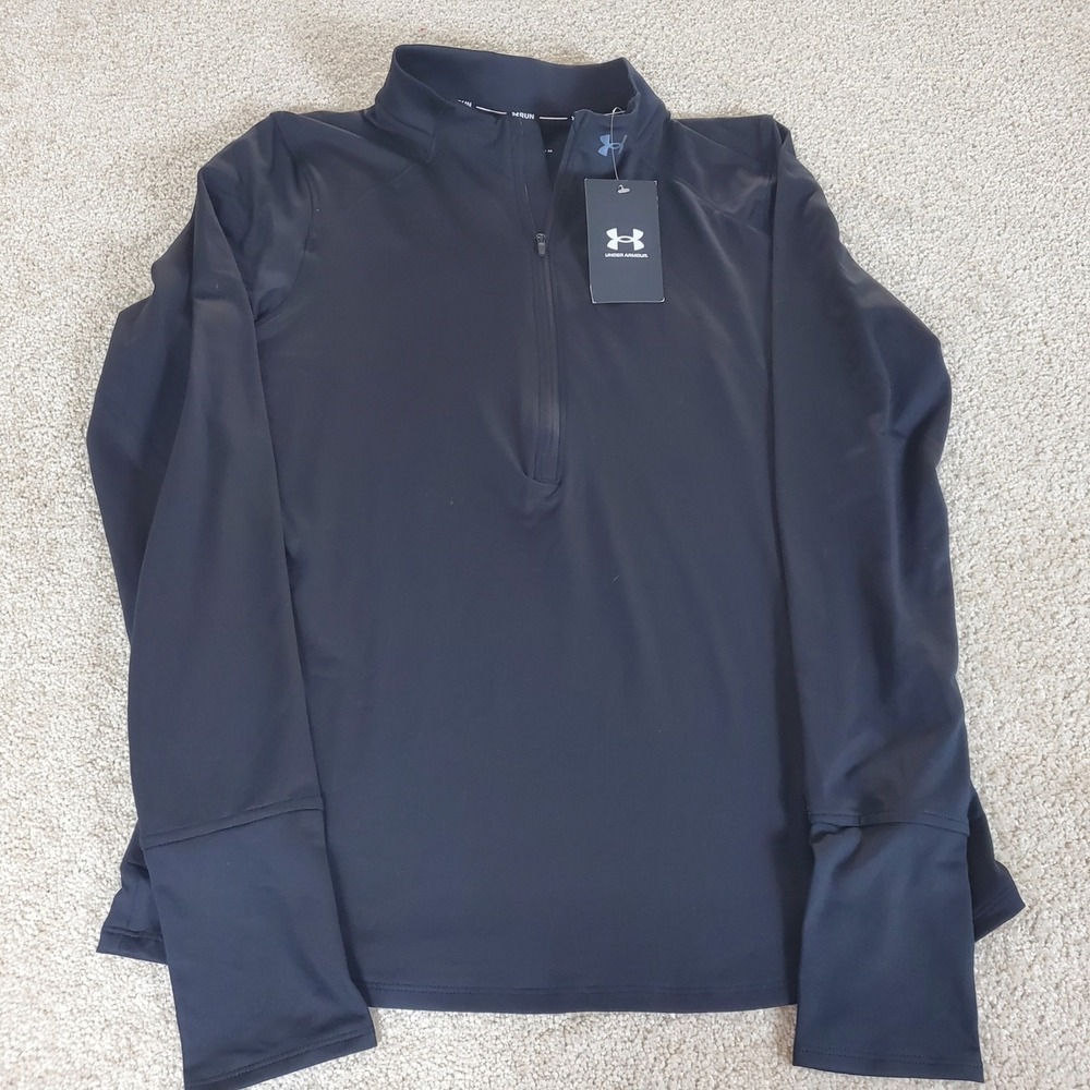Under Armour Qualifier Run 2.0 1/4 Zip Women Medium Black Pullover NWTG